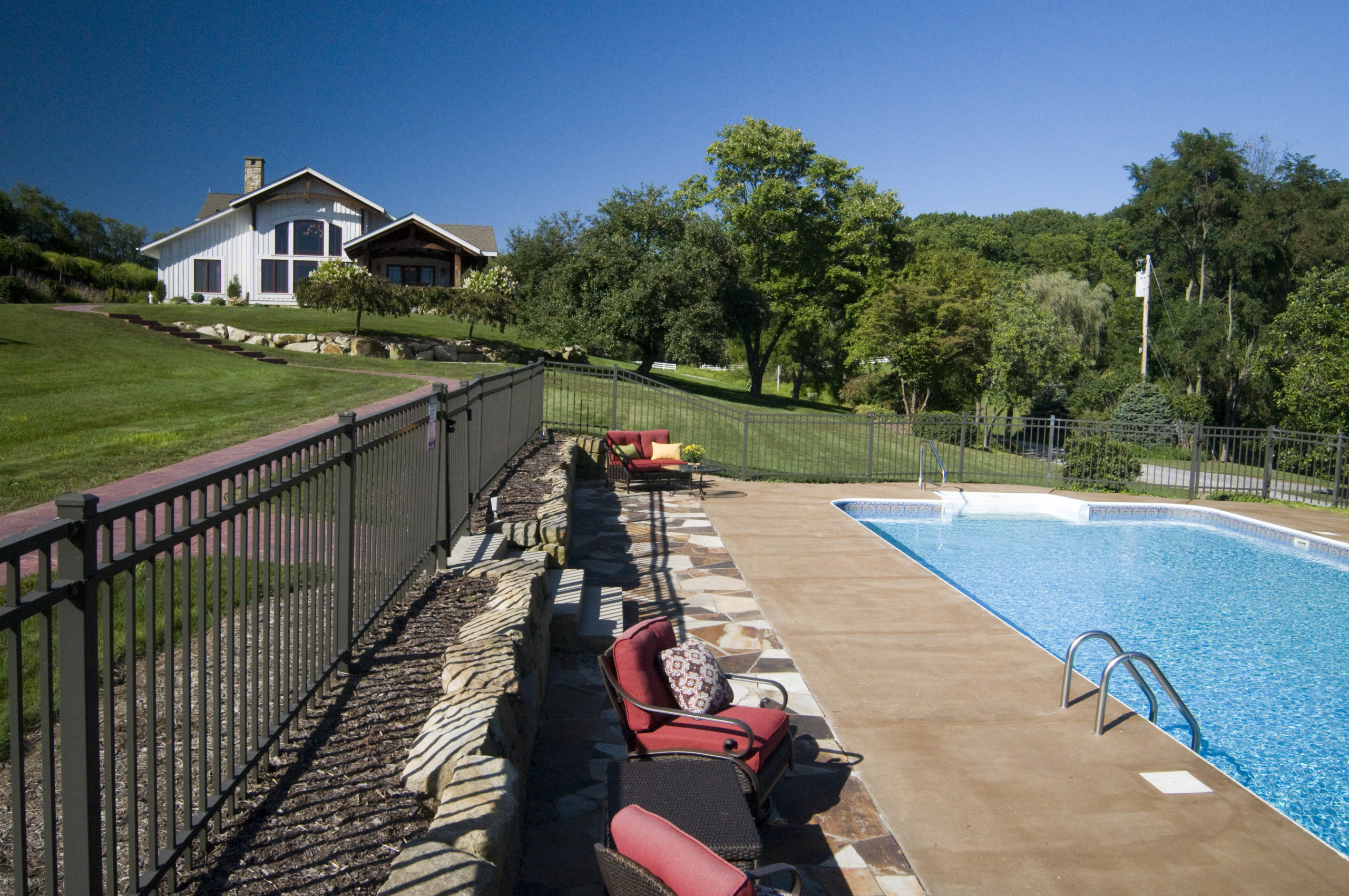 Pool overlooking the main lodge at Silvermist
