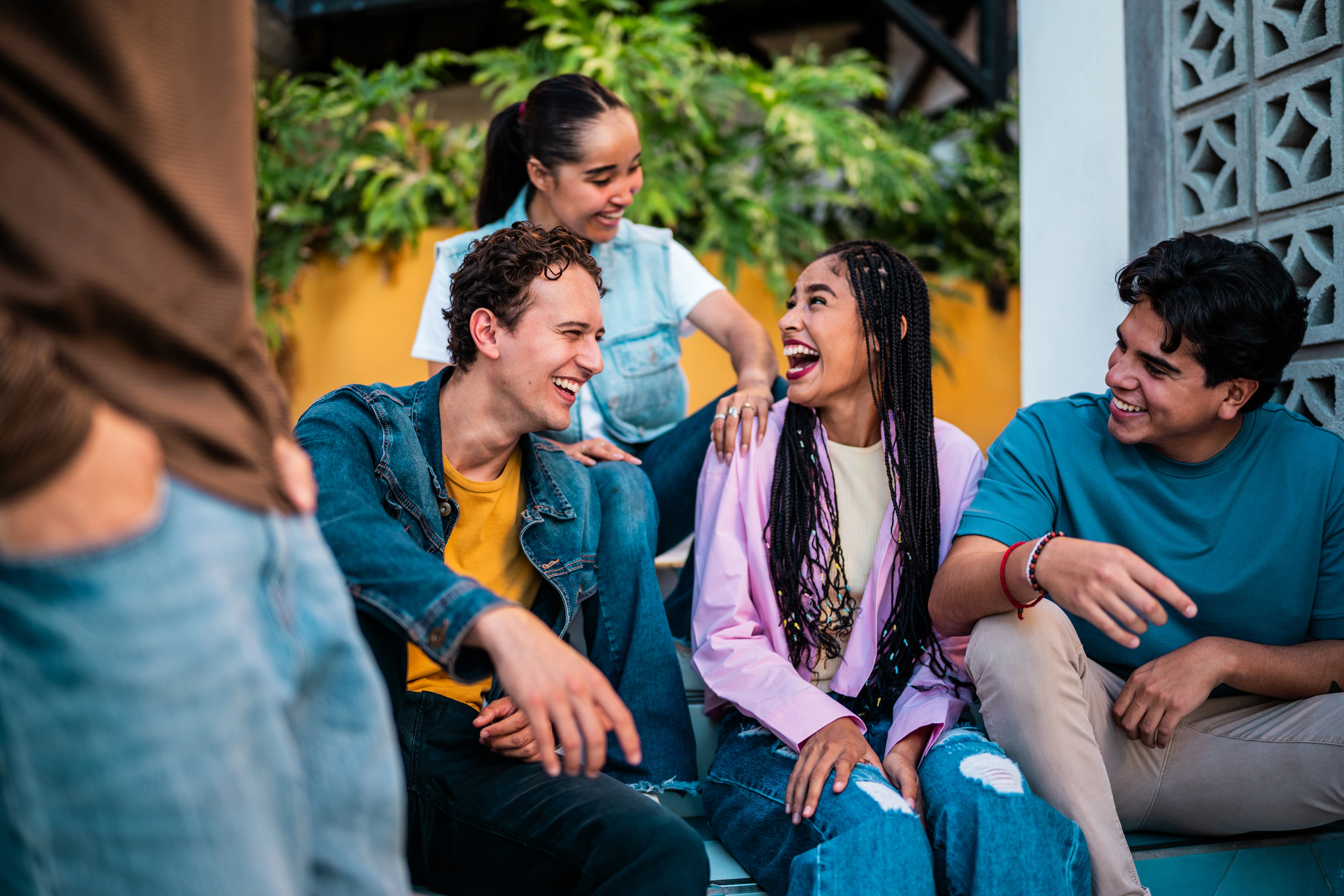 Young friends talking outdoors